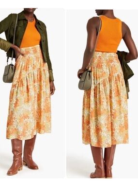 Vince. Garden Party Smocked Floral Skirt